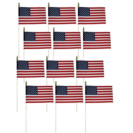 ANNIN FLAGMAKERS Verona Brand U.S. Miniature Flag, 8in x 12in, PK12 041200
